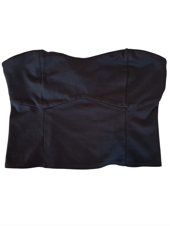 a new day Tops - Black Strapless Corset Cropped Y2K Minimalist